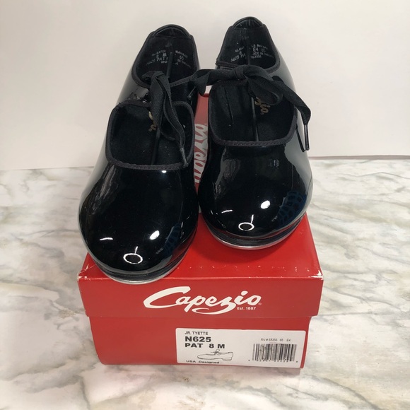 Capezio Other - Capezio Girls Black Patent Dance Tap Shoes Big Kids Size 8